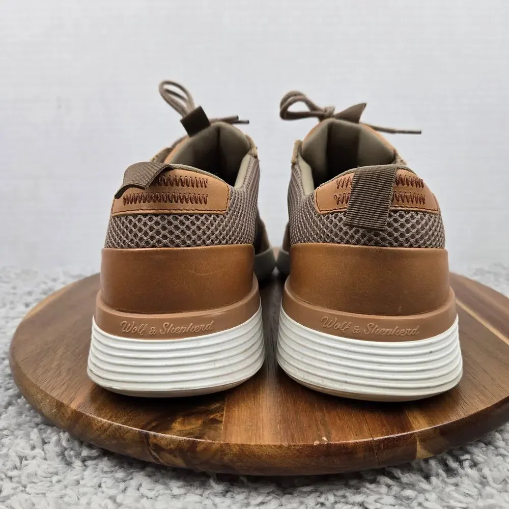 Wolf and Shepherd Mens 10 Crossover Victory Trainer Khaki Honey Brown Sneaker